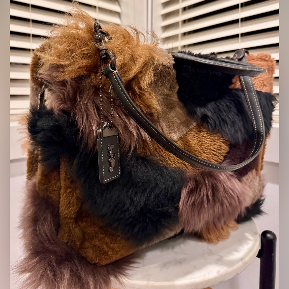 NWOT Coach Rogue 39 Shearling Patchwork Bag [rare] - Picture 2 of 12
